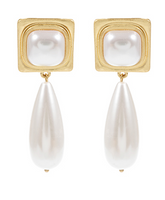 Gold + Pearl Teardrop Earring